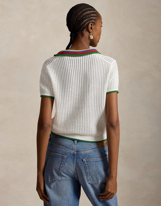 Polo Ralph Lauren - Striped-Collar Pointelle Polo Shirt