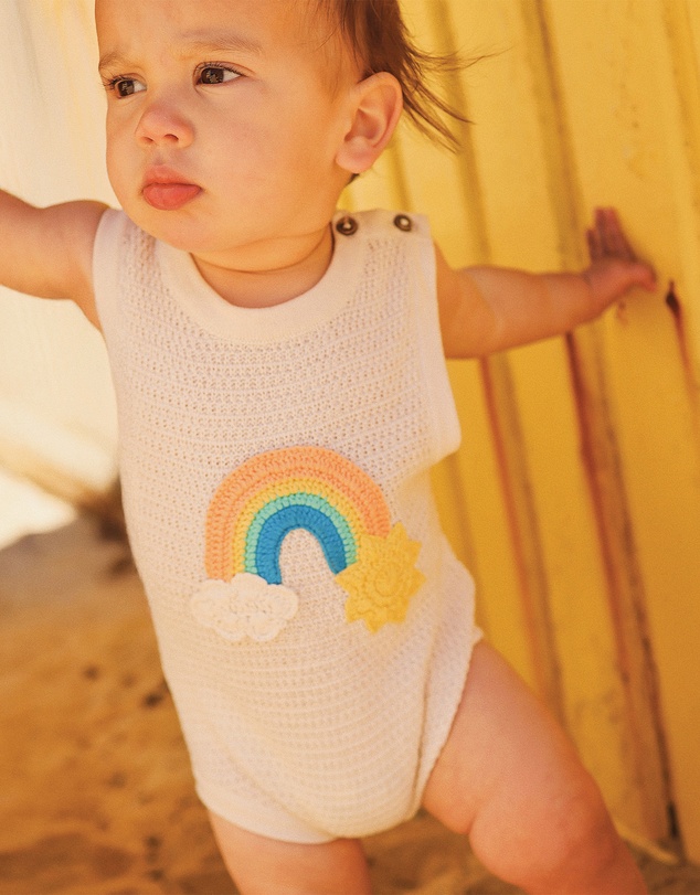 Rock Your Baby - La Mer Knitted Romper in Cream