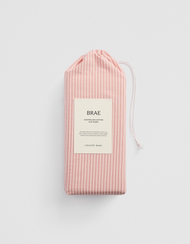 Country Road - Brae Australian Cotton Stripe Queen Flat Sheet