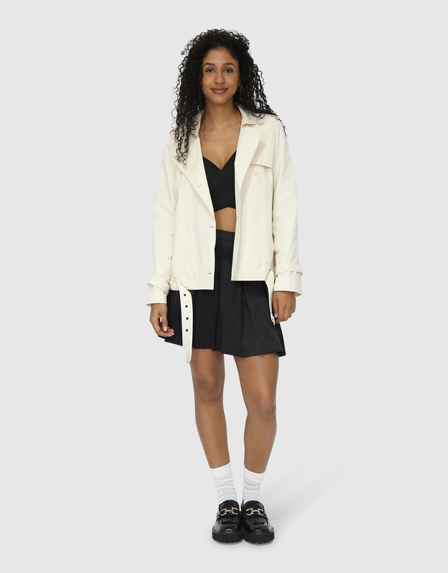 Belle & Bloom - Cool Nights Cropped Trench Coat