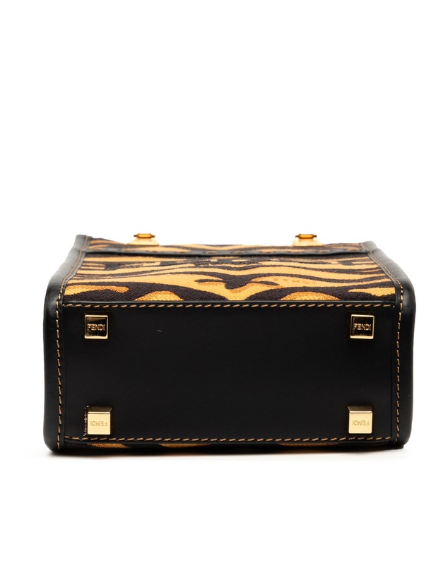 Pre-Loved by Azura Reborn - Pre-Loved Mini Embroidered Canvas Tiger Print Sunshine Shopper Tote