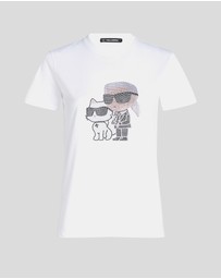 Karl Lagerfeld - Ikon Karl & Choupette Rhinestone T-Shirt