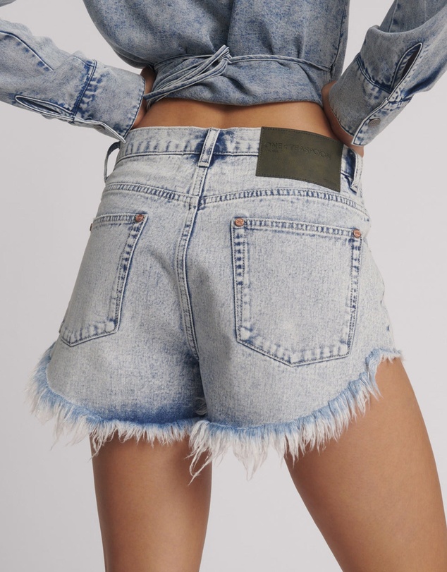 ONE TEASPOON - Outlaws Low Waist Mid Length Denim Shorts - Bahama Blue