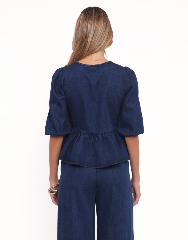 Petal & Pup - Charlotte Chambray Top - Mid Dark