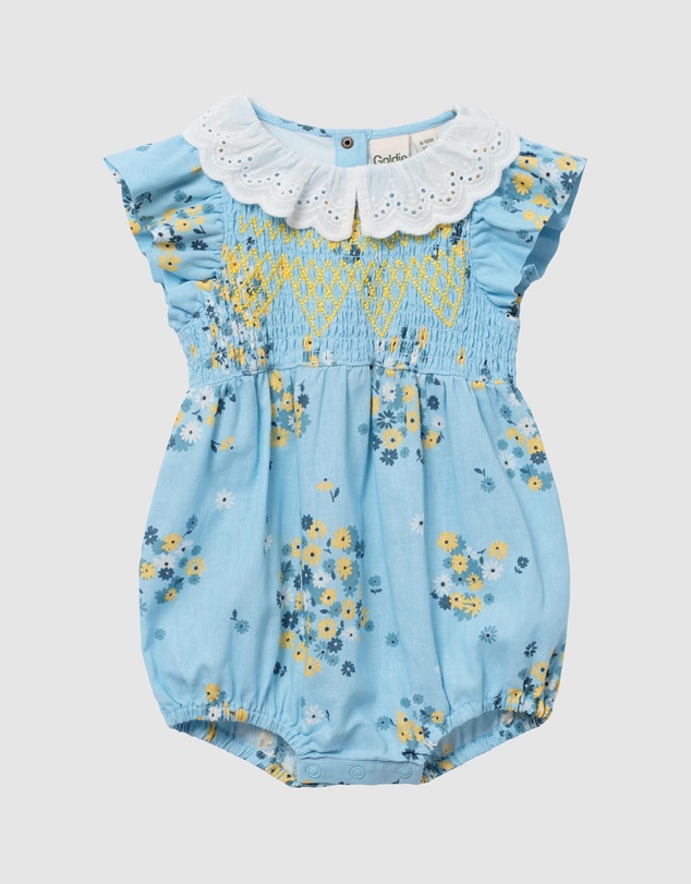 Goldie + Ace - Cotton Lani Shirred Romper - ICONIC EXCLUSIVE - Babies