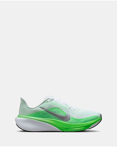 White, Metallic Silver & Green Strike