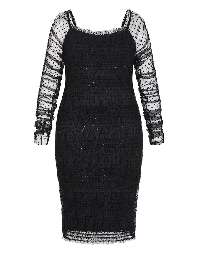 City Chic - Sofie Dobby Spot Midi Dress