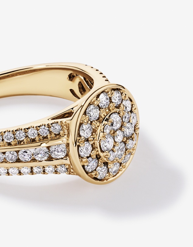 Michael Hill - 0.85 Carat TW Round Diamond Cluster Ring in 10kt Yellow Gold
