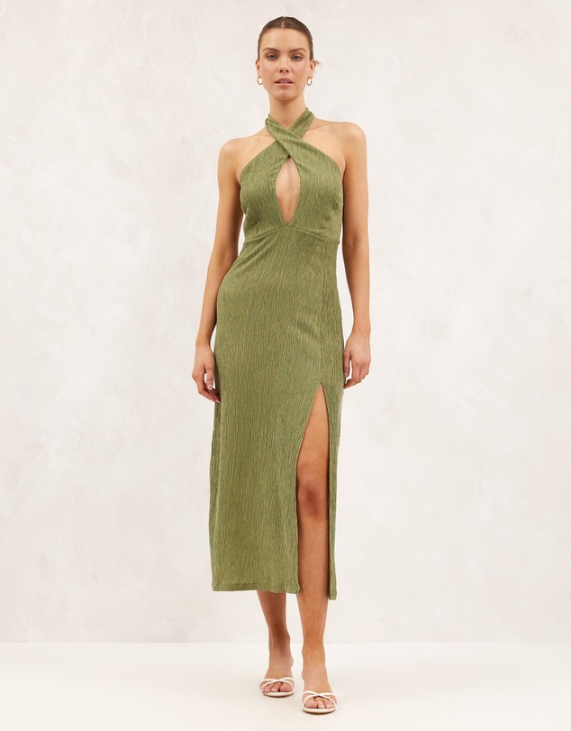 AERE - Textured Halter Midi Dress