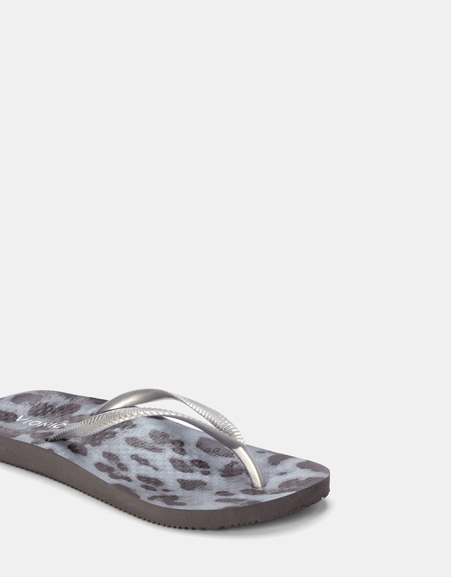 Vionic - Noosa Print Toe Post Sandal - Black Silver Cheetah