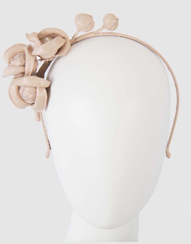 Max Alexander - Nude Leather Flowers Headband