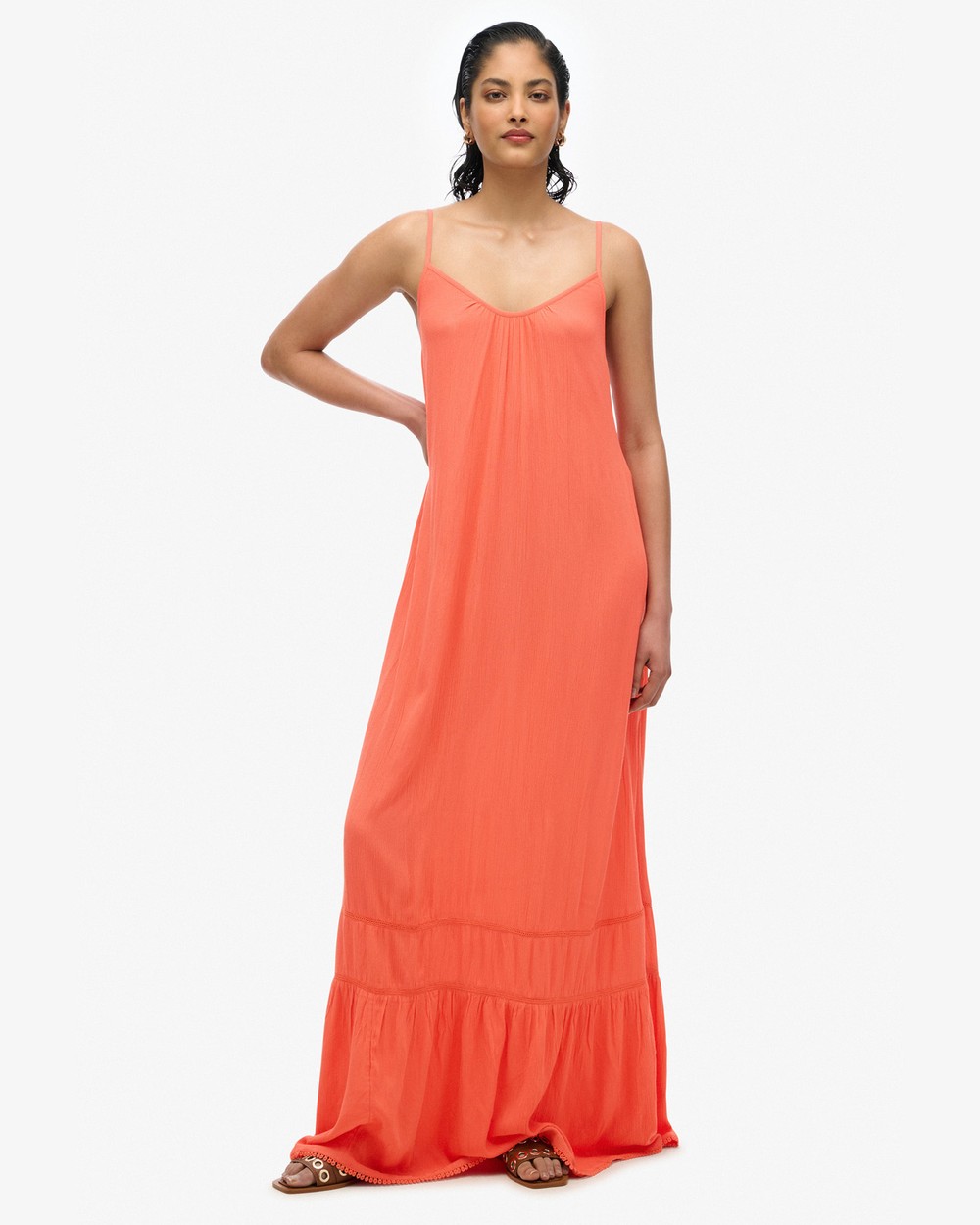 superdry orange dress Superdry W8011868a Short Sleeve Midi Dress Orange XS Woman