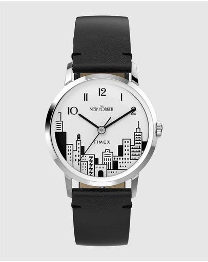 TIMEX - Timex x The New Yorker Marlin® Hand Wind 34mm Leather Strap Watch