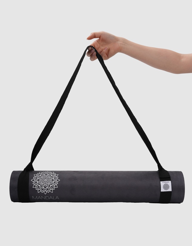 Mandala - Mandala Yoga Mat Premium Bundle, Includes Yoga Mat 188cm H x 61cm W, Yoga Strap & Steel Hydration Bottle - Black