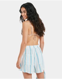 Roxy - Womens Lekeitio Bay Stripe Elastic Waist Shorts