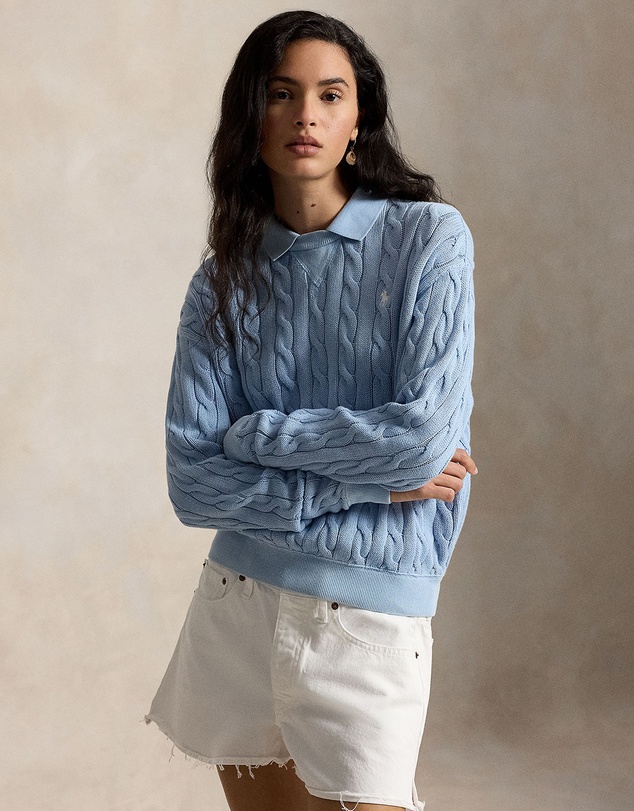 Polo Ralph Lauren - Cable-Knit Cotton Polo-Collar Sweater