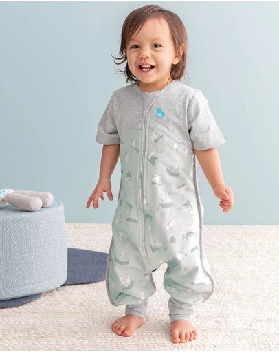 Love to Dream - Sleep Suit 1.0 TOG Organic Cotton Short Sleeve in Olive