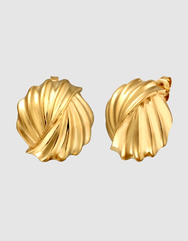 Elli Jewelry - Grooves Stud Earrings in Gold-Plated 925 Silver