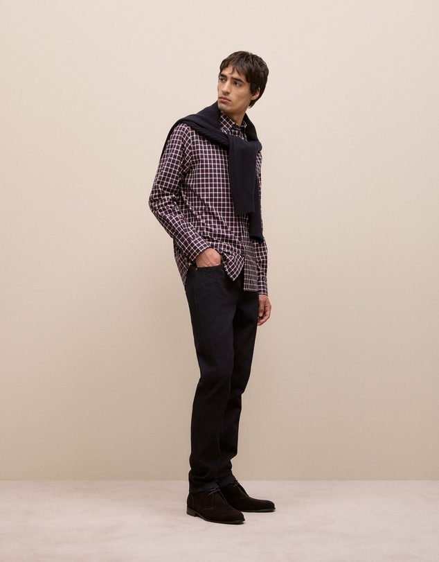 Trenery - Regular Fit Fine Check Shirt in Navy