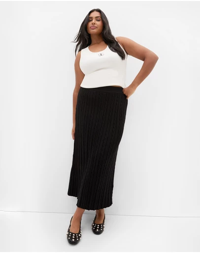 City Chic - Kenia Cable Knit Skirt