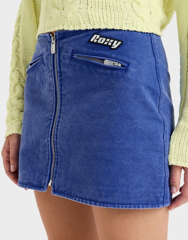 Roxy - Womens Chloe Kim Mini Moto Denim Skirt