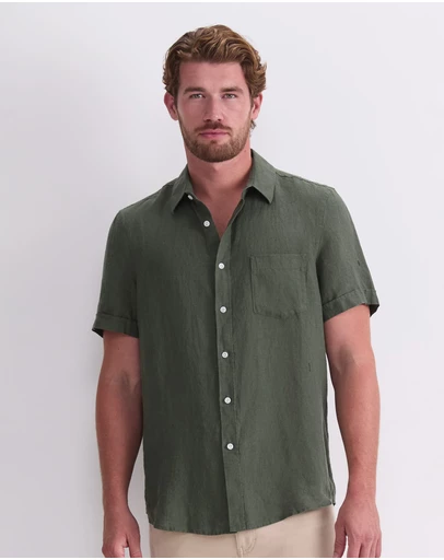 Sportscraft - Short Sleeve Yarn Dyed Linen Shirt