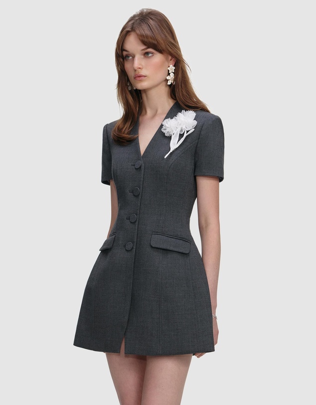Self Portrait - Tailored Flower Detail Mini Dress