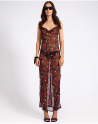 ONE TEASPOON - Flower Jagger Slip Maxi Dress - Red