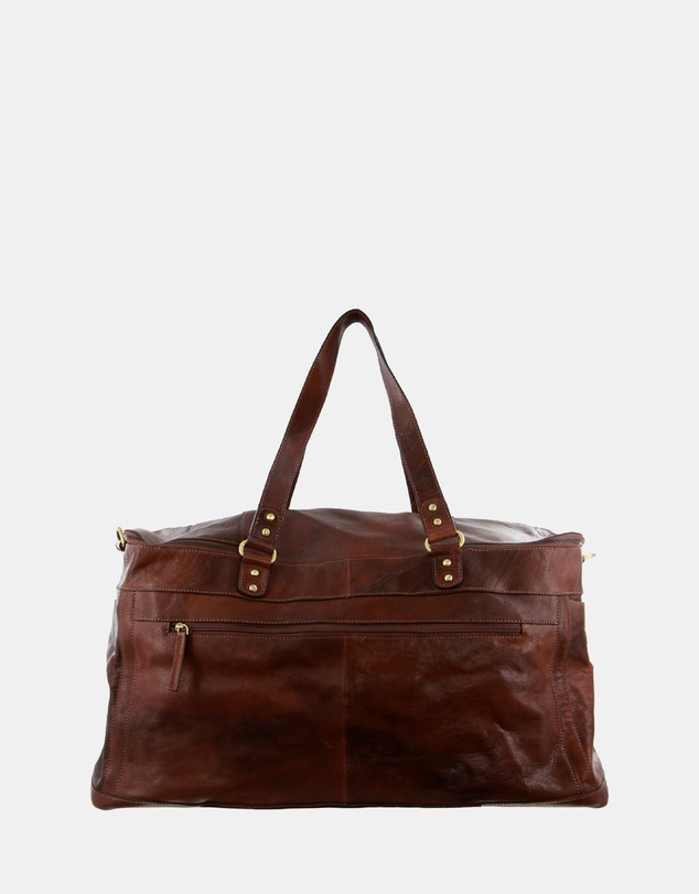 Pierre Cardin - Pierre Cardin Burnished Leather Multi-Compartment Overnight Bag