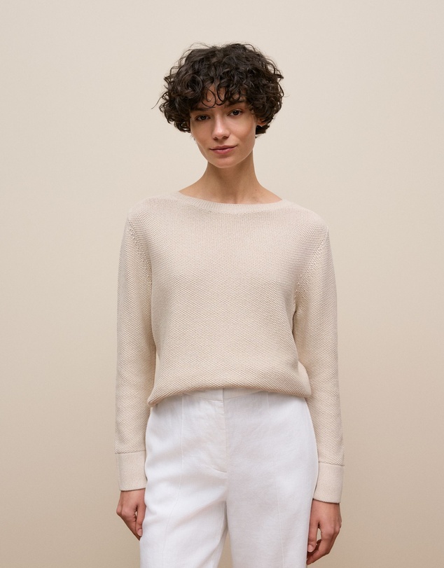 Trenery - Cotton Linen Boatneck Knit in Stone