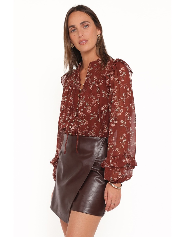 Petal & Pup - Elanira Ruffle Top - Rust Floral