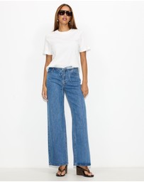 Dazie - Budapest Tie Front Low Rise Straight Leg Jeans