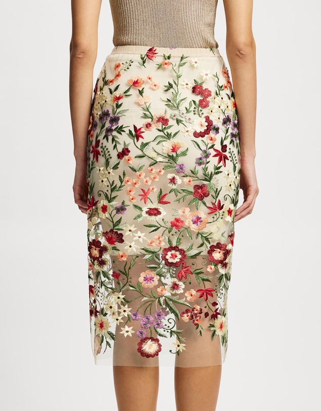 Lindsay Nicholas New York - Floral Sheer Lace Skirt with Underskirt