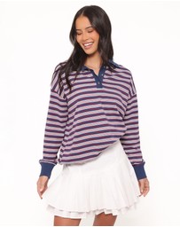 Petal & Pup - Beau Long Sleeve Jersey Top - Navy Stripe