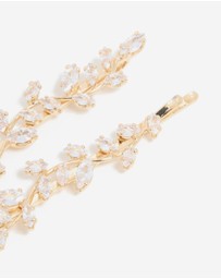 Lovisa - Gold Plated Cubic Zirconia Vine & Leaf Hair Clips 2-Pack