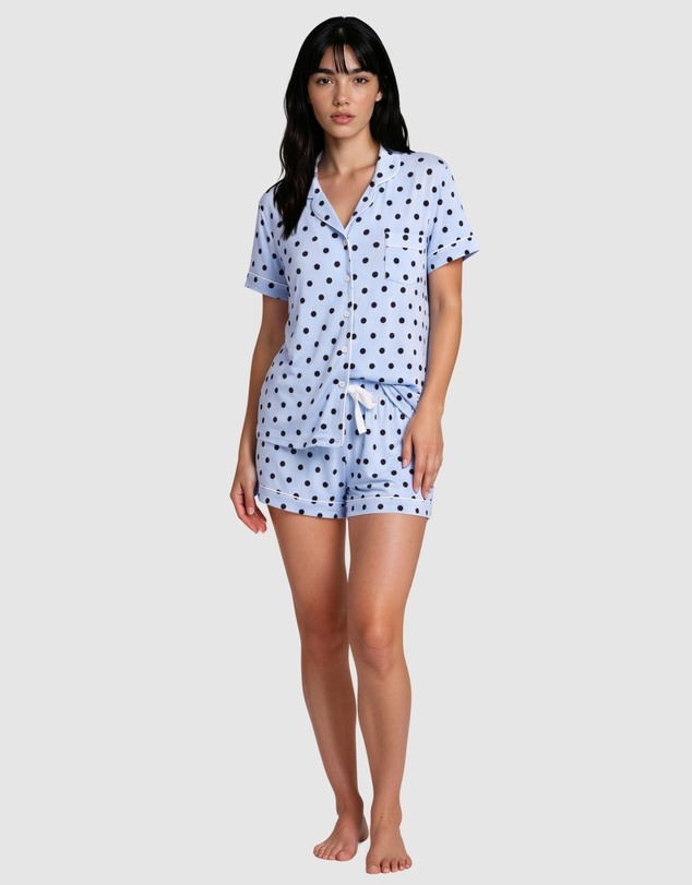 Sant And Abel - Women's Spotty Blue Bamboo Short PJ Set