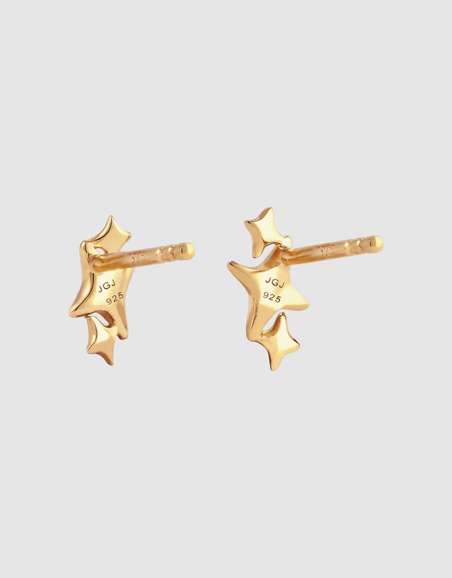 Elli Jewelry - Zirconia Star Stud Earrings in Gold-Plated 925 Silver