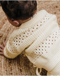 Kynd Baby - Knit Bow Cardigan in Ivory