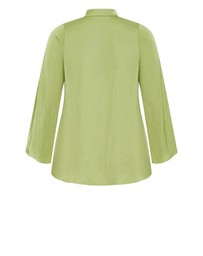 City Chic - Plus size Mahalia Neck Tie Top - matcha