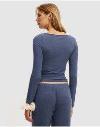 Cotton On Body - Super Soft Boat Neck Henley Long Sleeve Top