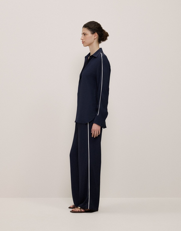 Trenery - Piping Detail Long Sleeve Shirt in Night Sky