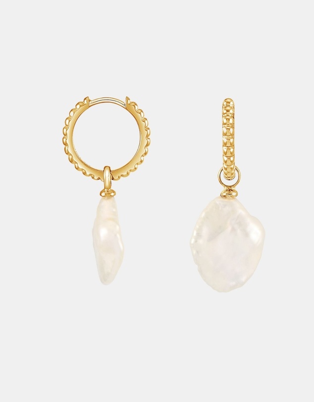 Dower & Hall - Women's Timeless Keshi Pearl Hoops In Gold Vermeil