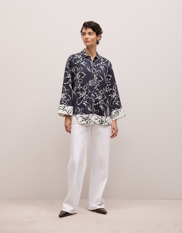 Trenery - Iluna Spliced Shirt in Night Sky