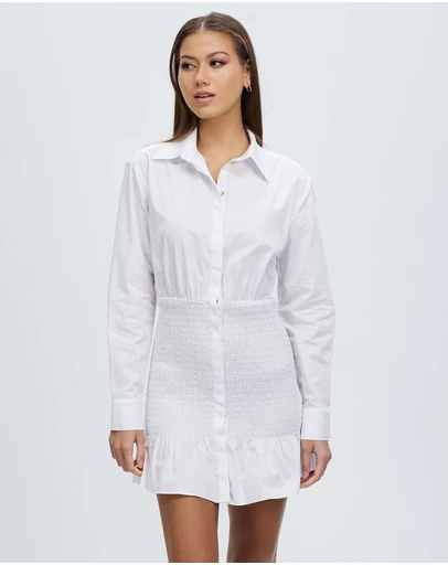 Third Form - Blur Out Shirred Shirt Dress