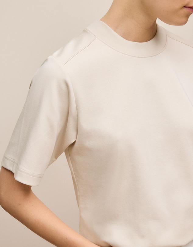 Trenery - Cotton Modal Interlock T-shirt in Stone