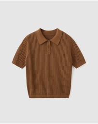 M.N.G - Openwork Knitted Polo-Neck Sweater