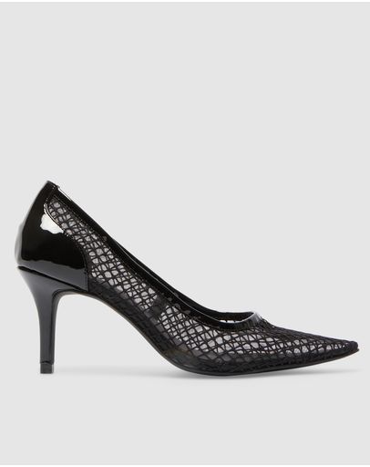 BLACK PATENT/MESH