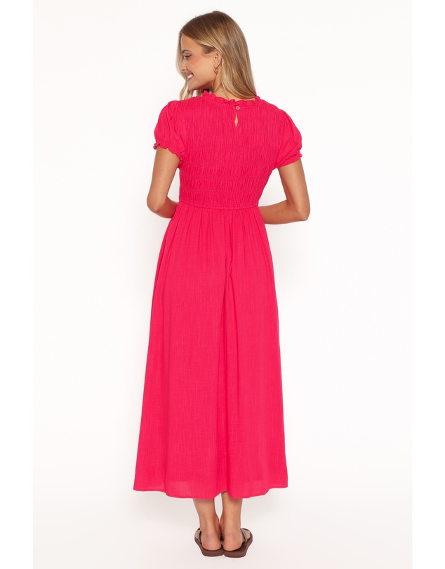 Petal & Pup - Darla Puff Sleeve Dress - Hot Coral