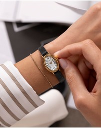 TIMEX - Women's Cavatina Gold-tone Case with Black Strap