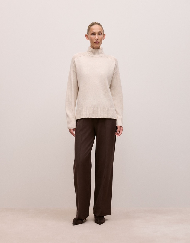 Trenery - Merino Funnel Neck Pullover in Oat